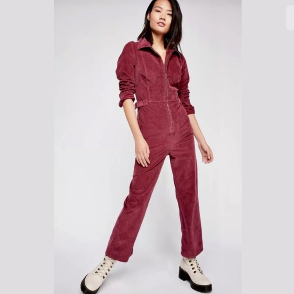 NWOT Free People maroon burgundy Take Me Out Jumpsuit
